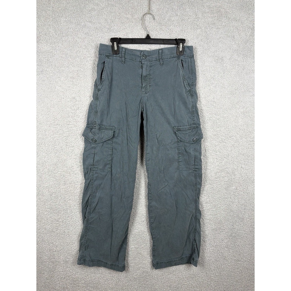 American Eagle Mid Rise Baggy Wide Leg Cargo Pants Womens 2 Lyocell Green